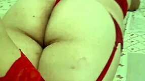 curvy brazilian beauty plays mamãe noel in lingerie on christmas bed