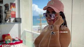Married slut strips naked on apartment balcony