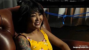 can this tiny asian handle five monster cocks creampieing her tight pussy?