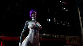 public cyberpunk slut takes it deep in tight anal hole