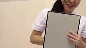 asian babe miyuki oshima plays naughty nurse in white coat seducing with blowjob handjob and creampie