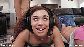 Gamer girl bent over doggystyle co-op fuck interracial pov reality