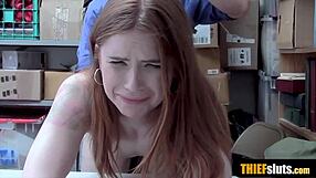 did this cute redhead teen think she could shoplift without rough punishment?