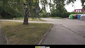 Athletic blonde worships huge cock bent over doggystyle in hot outdoor pov