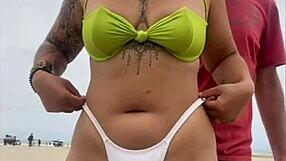 cheese vendor stares at my bare pussy on beach
