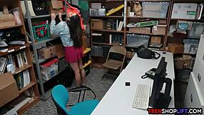 security catches lingerie thief stripper and fucks her hard