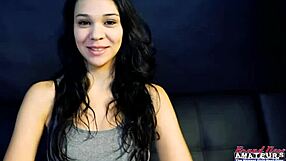 Petite brunette coed sabrina deepthroats big cock rides reverse cowgirl rims ass greedily