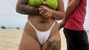 cheese vendor stares at my bare pussy on beach