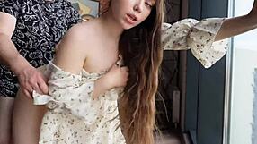 Petite Brunette Stepsister Fucked Rough on Floor! Creampie Cowgirling Doggystyle Pov Slut