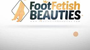 Sexy Brunette Strips Stockings Puts Bare Feet in Your Face