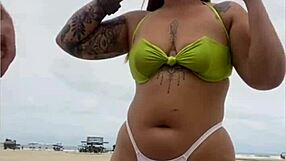 cheese vendor stares at my bare pussy on beach