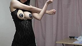 busty japanese bikini babe flashes her hidden perky nipples on cam!