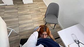 Perverted doctor gets hot with busty latina patient wanting bigger tits on desk