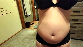 Pregnant stepmom tempts stepson with lotion rub on her swollen belly before taboo creampie fuck
