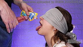 my best friend tricked me blindfolded into tasting cum with her tongue game - xsanyany