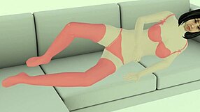 Chinese Top Model Fucks Photographer In Red Lingerie On Sofa For Photos