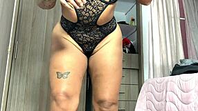 Wifey sends hot cameltoe lingerie try-on vid big ass and clit peek
