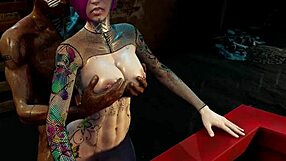 public cyberpunk slut takes it deep in tight anal hole
