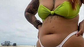 cheese vendor stares at my bare pussy on beach