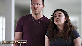 after the fight, the married bride brunette with big tits drops to suck his monster cock then rides sloppy in wedding wet pussy session