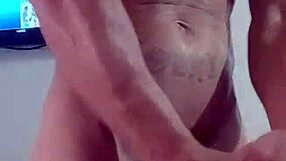 Huge tattooed cock throbs under dirty webcam stroke