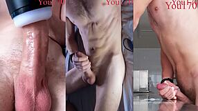 hey look at this stud's monster cock and perfect body moaning cumshot