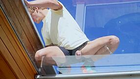 Oops these shorts too short! Handyman spots shaking foot fetish fun play