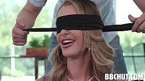 skinny brunette neighbor fingers shaved pussy to wet orgasm in bedroom solo