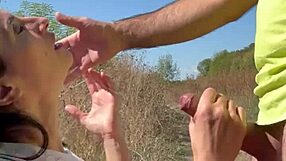 gabriella bends over in speedys trunk for huge cum swapping blowjob facial
