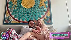 he spreads my shy legs and fingers my wet milf pussy on camera