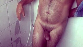 oops caught jerking off in shower cum sprays my leg