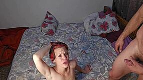 Idiot boyfriend roughly face fucks chokes and slaps skinny girlfriend like pornstar