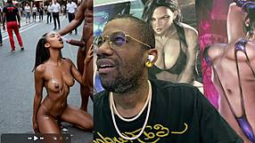 beautiful ebony whore milf double penetrated public with dildo pov cum covered tight pussy