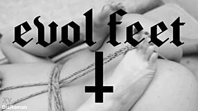 blonde brunette femdom bondage game choke deepthroat toe lick gagging