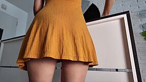 Stepmom stifles loud moans in kitchen as stepson pounds her shaved pussy from behind in taboo quickie