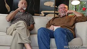 Old men piss on teen while banging her in hd group action