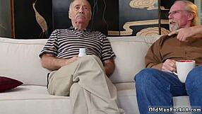 Old men piss on teen while banging her in hd group action