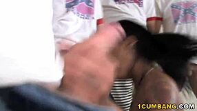 Ebony Skin Diamond Gags Hard on White Cocks Before Facial Cum Blast