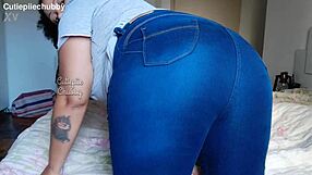 Curvy ebony bbw in tight jeans unleashing steamy farts that tease her big ass curves