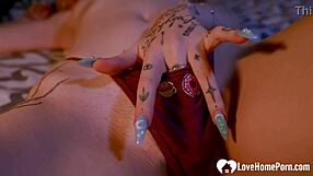 tattooed skinny cleaning lady teases panties then bends for hardcore doggy fuck