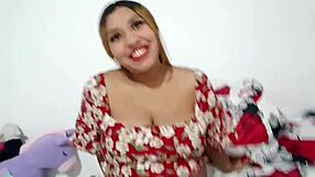 Colombian brunette wife bent over big tits bouncing doggystyle cheating homemade while husband away