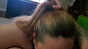 Huge Titted Curvy Blonde Milf Housewife Sucks Hubby's Cock With Dirty Orgasm Talk