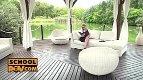 POV hot blonde milf Georgie Lyall wraps big natural tits around your cock