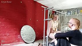 Bound slave in metal restraints begs desperately for pussy orgasm release!