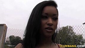 Ebony Skin Diamond Gags Hard on White Cocks Before Facial Cum Blast