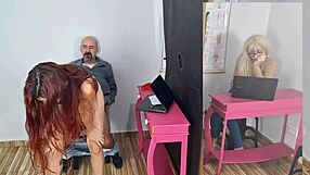 Husband Sneaks Redhead Secretary Affair Behind Wife's Back In Office