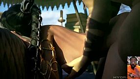 Shadowheart, feel those backshots anal beads while Miranda dildos tight pussy?