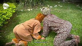 Lion Leopard Lesbians Clash In Wild Outdoor Sex Game!