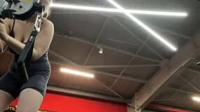 hey, ever seen such extreme gym fucking with a horny teen's wet pussy out in public?