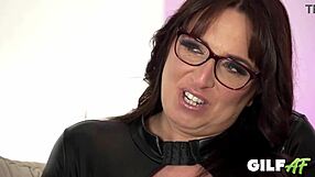 nana kneels down as older plumper meets black man on bed